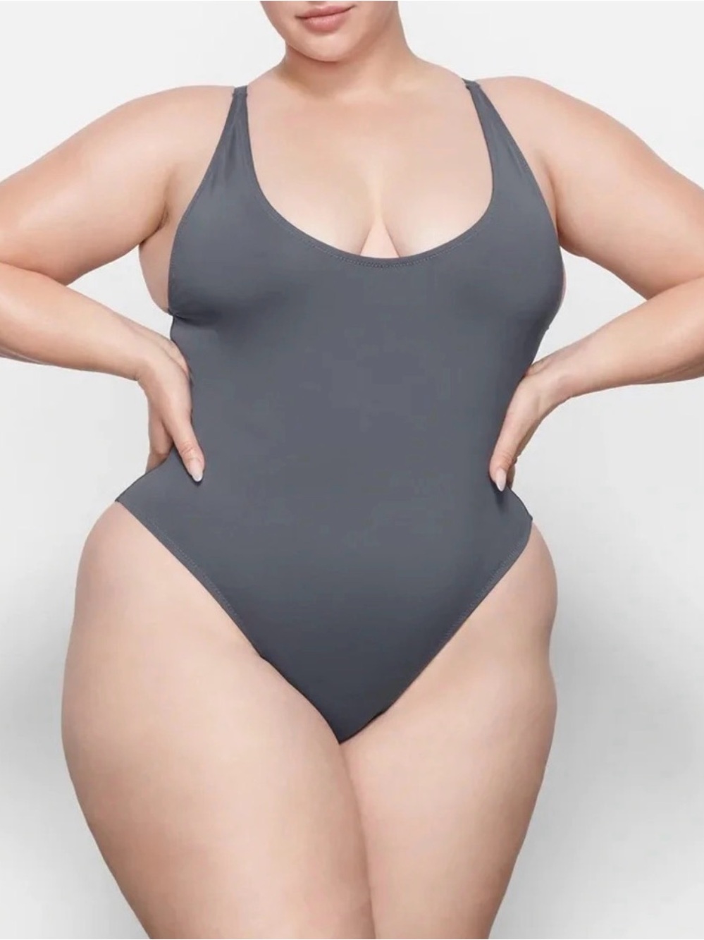 SKIMS Scoop Neck One-Piece swimsuit - Gunmetal
